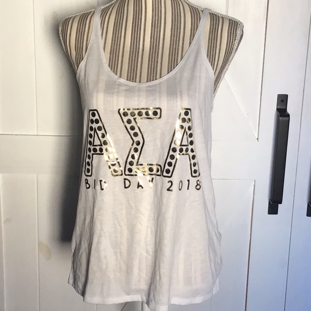 Alpha sigma alpha ΑΣΑ bella canvas tank white and gold